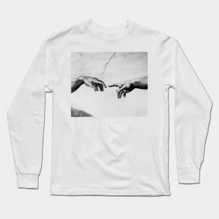 The Creation of Adam - Sistine Chapel near-touching hands of God and Adam Red Colorized Long Sleeve T-Shirt